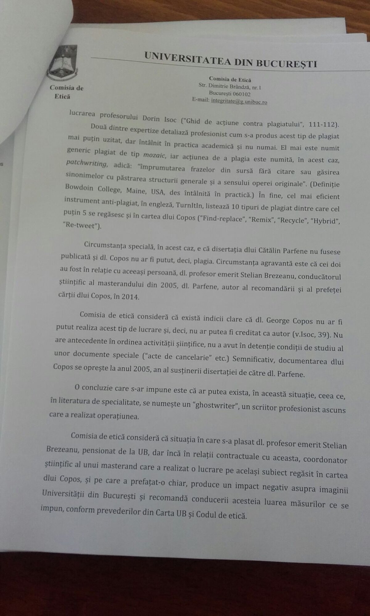 Probleme mari pentru Copos » Comisia de Etică a Universitații îl acuză de plagiat: "Există indicii clare"