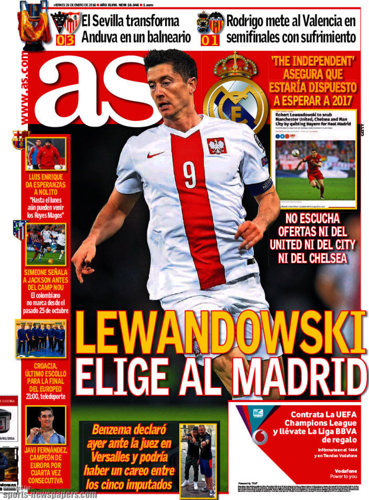 Ce scriu azi ziarele de sport din lume (29 ianuarie 2016)