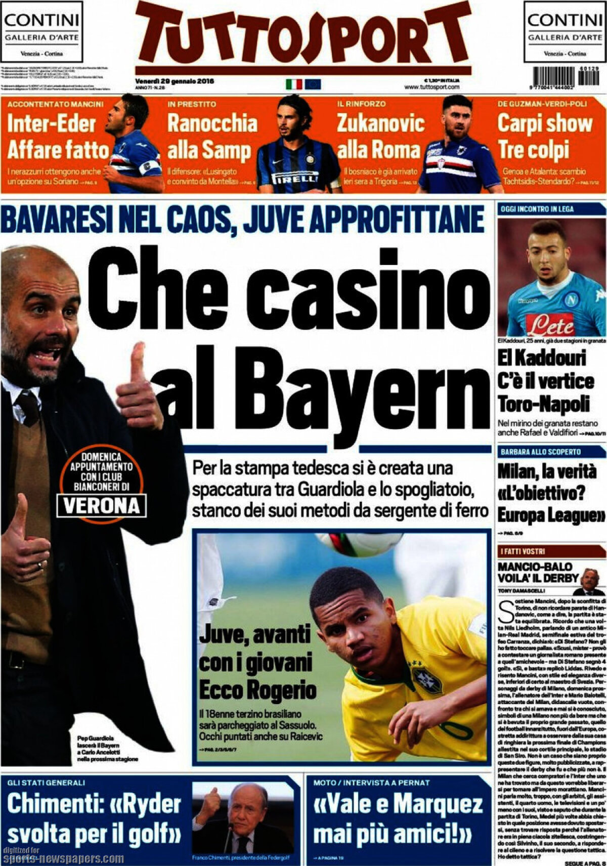 Ce scriu azi ziarele de sport din lume (29 ianuarie 2016)