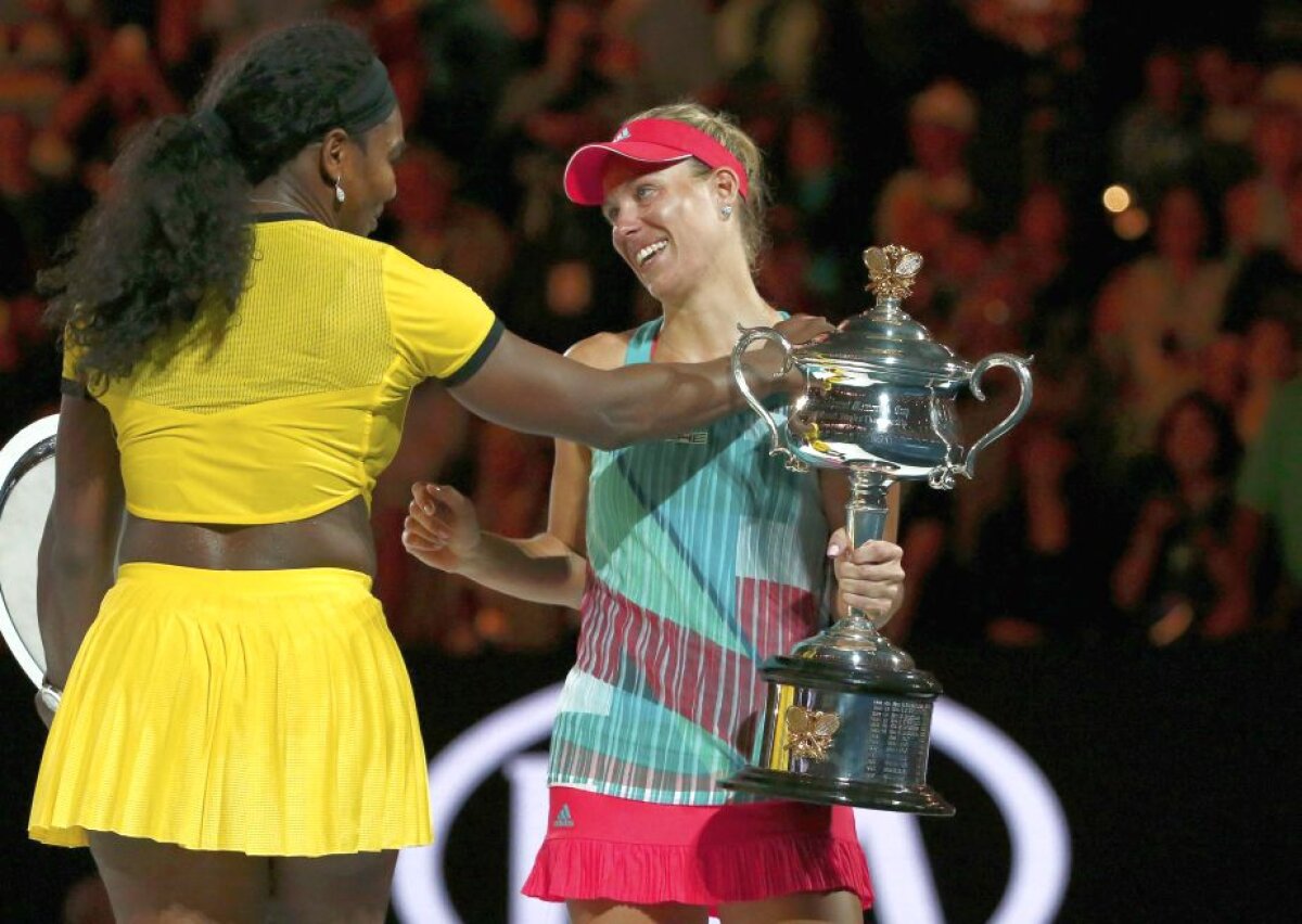 GALERIE FOTO Cele mai frumoase imagini după finala Australian Open » Cum a felicitat-o Serena pe Kerber