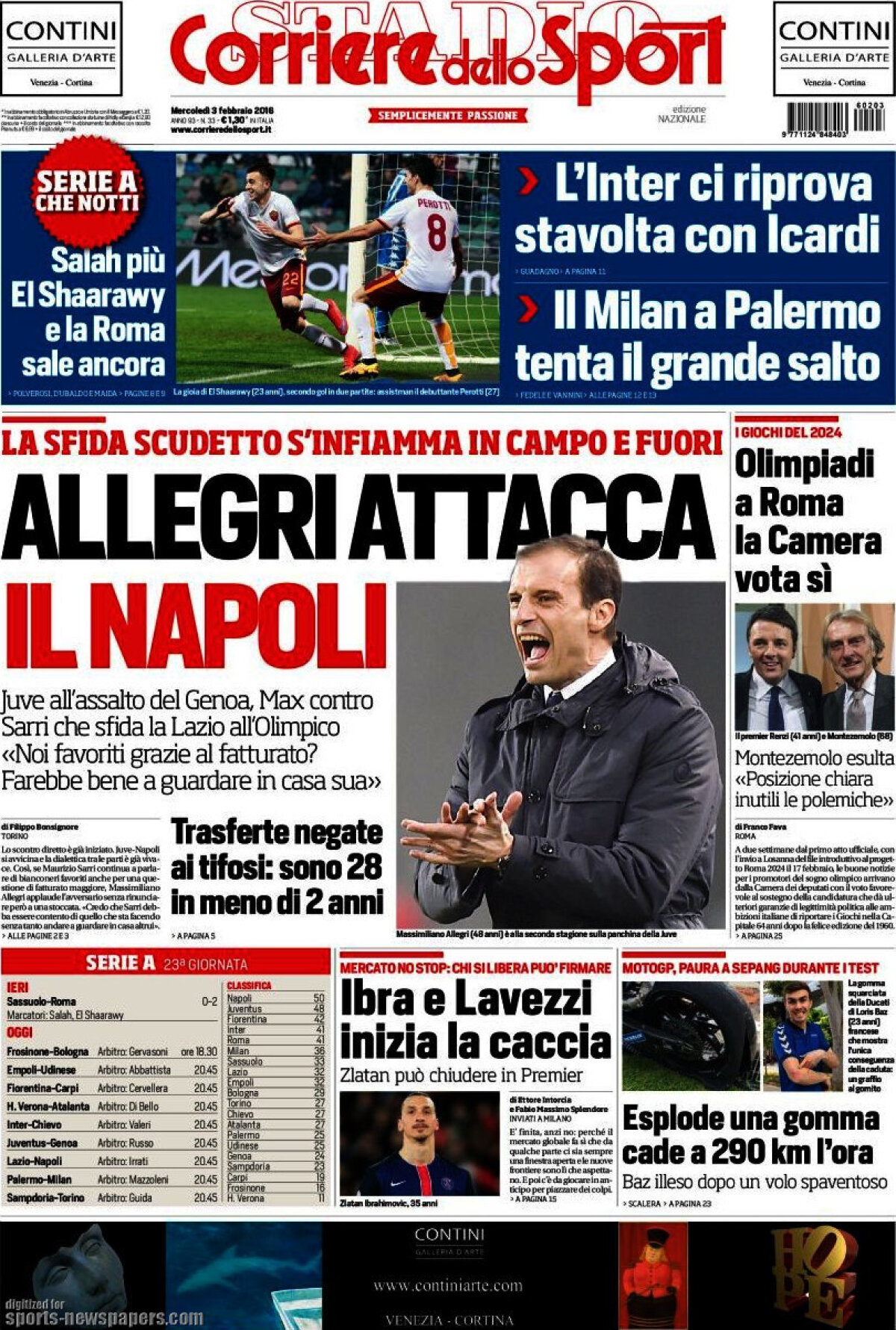 Ce scriu azi ziarele de sport din lume (3 februarie 2016)