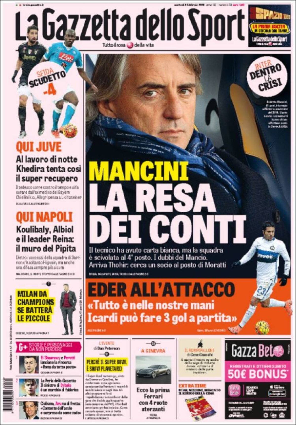 Ce scriu azi ziarele de sport din lume (9 februarie 2016)