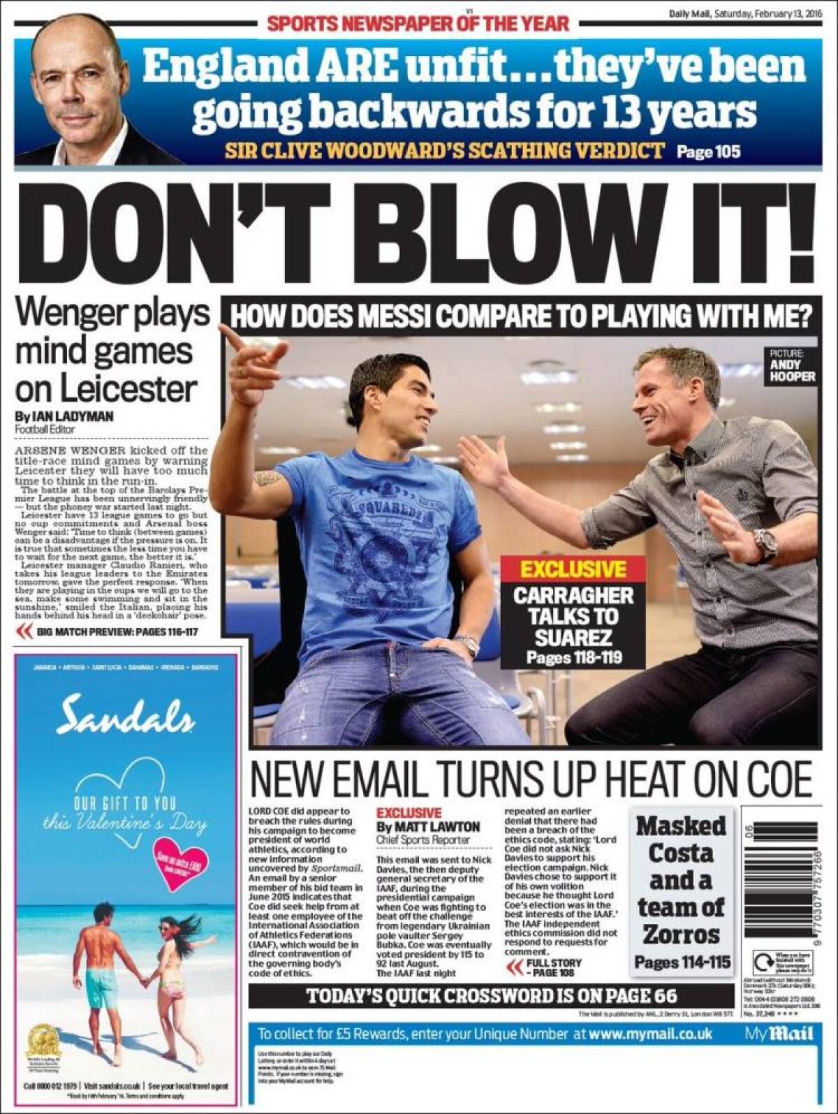 Ce scriu azi ziarele de sport din lume (13 februarie 2016)