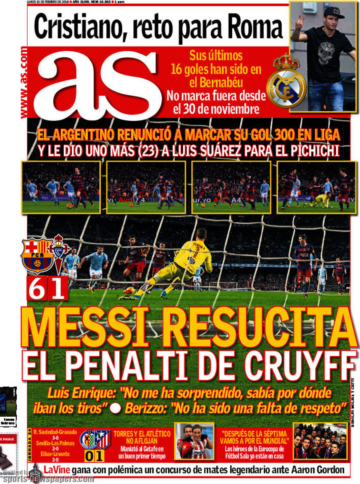 Ce scriu azi ziarele de sport din lume (15 februarie 2016)