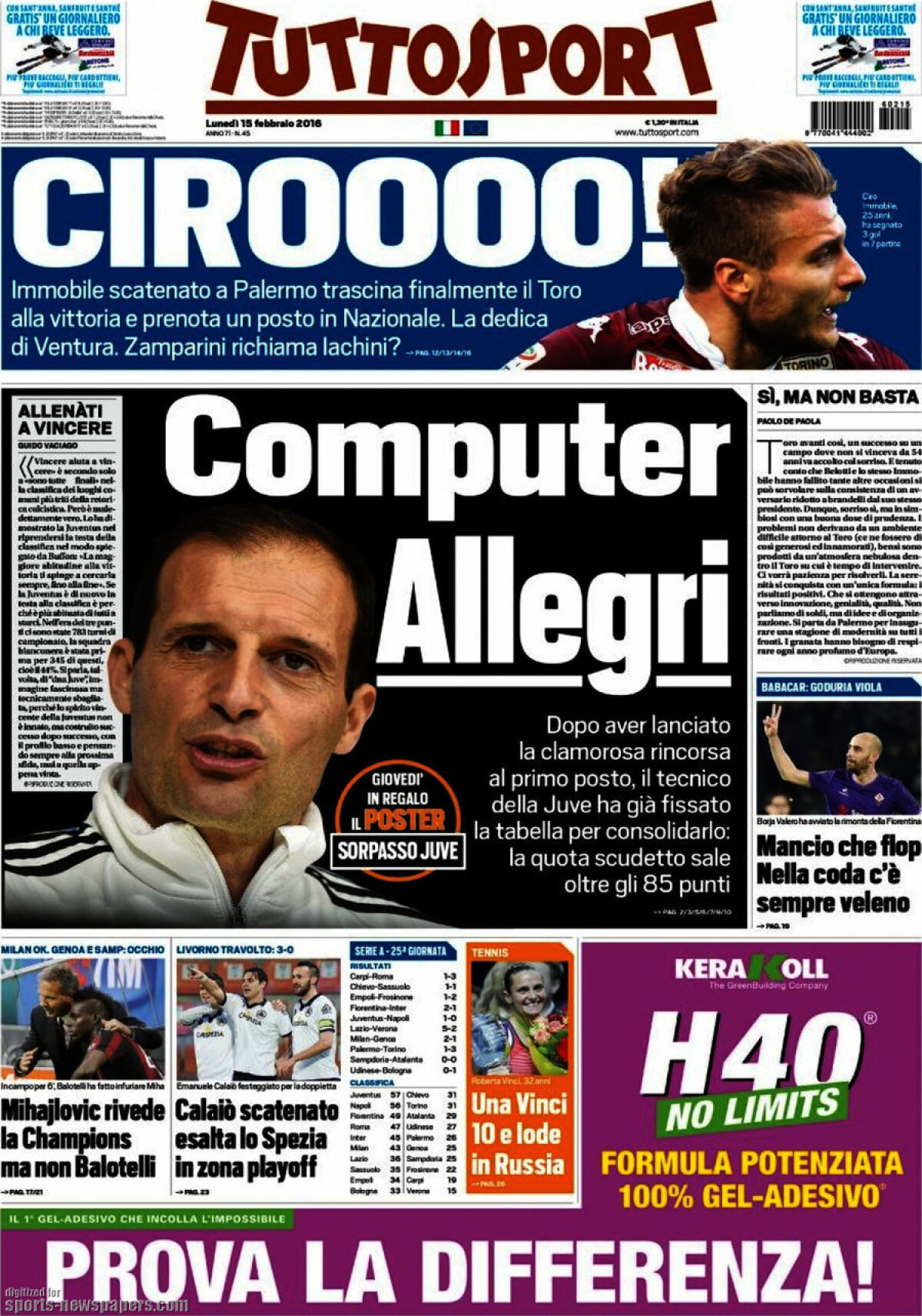 Ce scriu azi ziarele de sport din lume (15 februarie 2016)