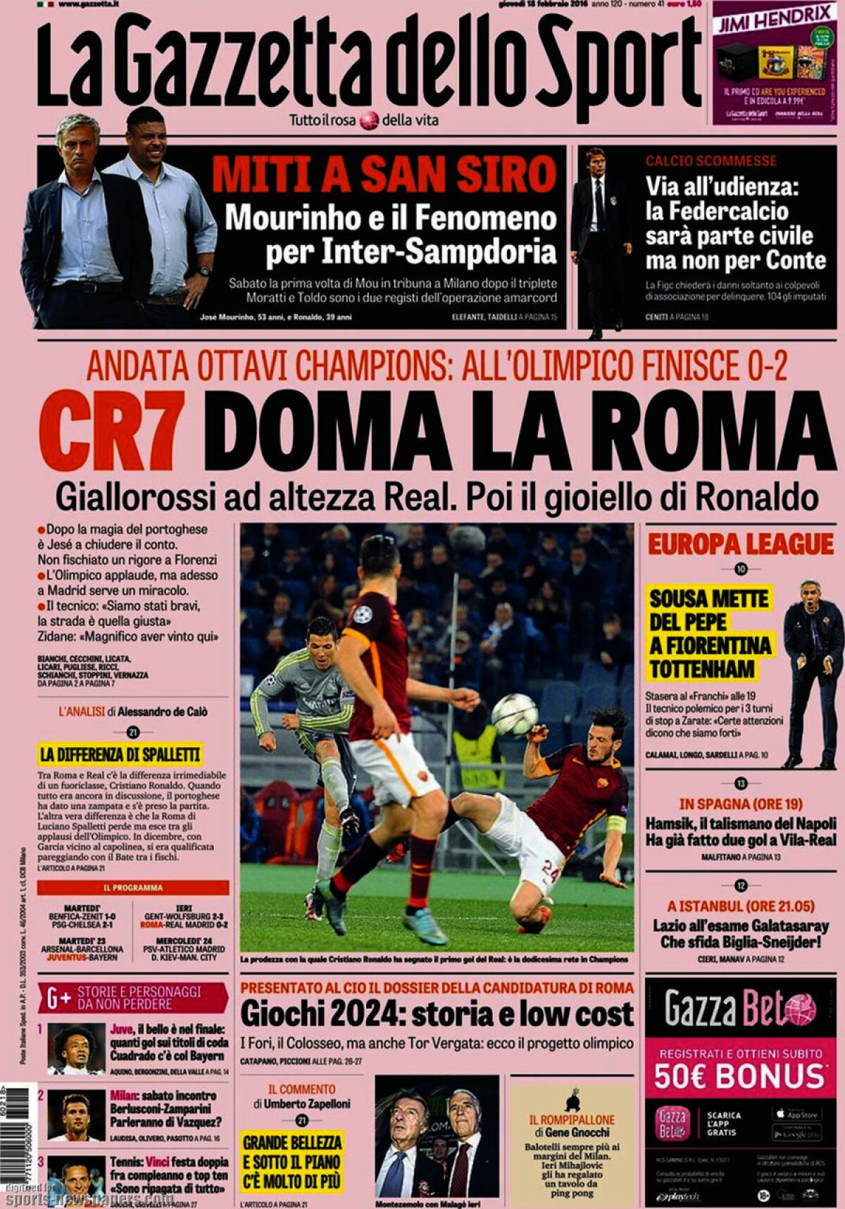 Ce scriu azi ziarele de sport din lume (18 februarie 2016)