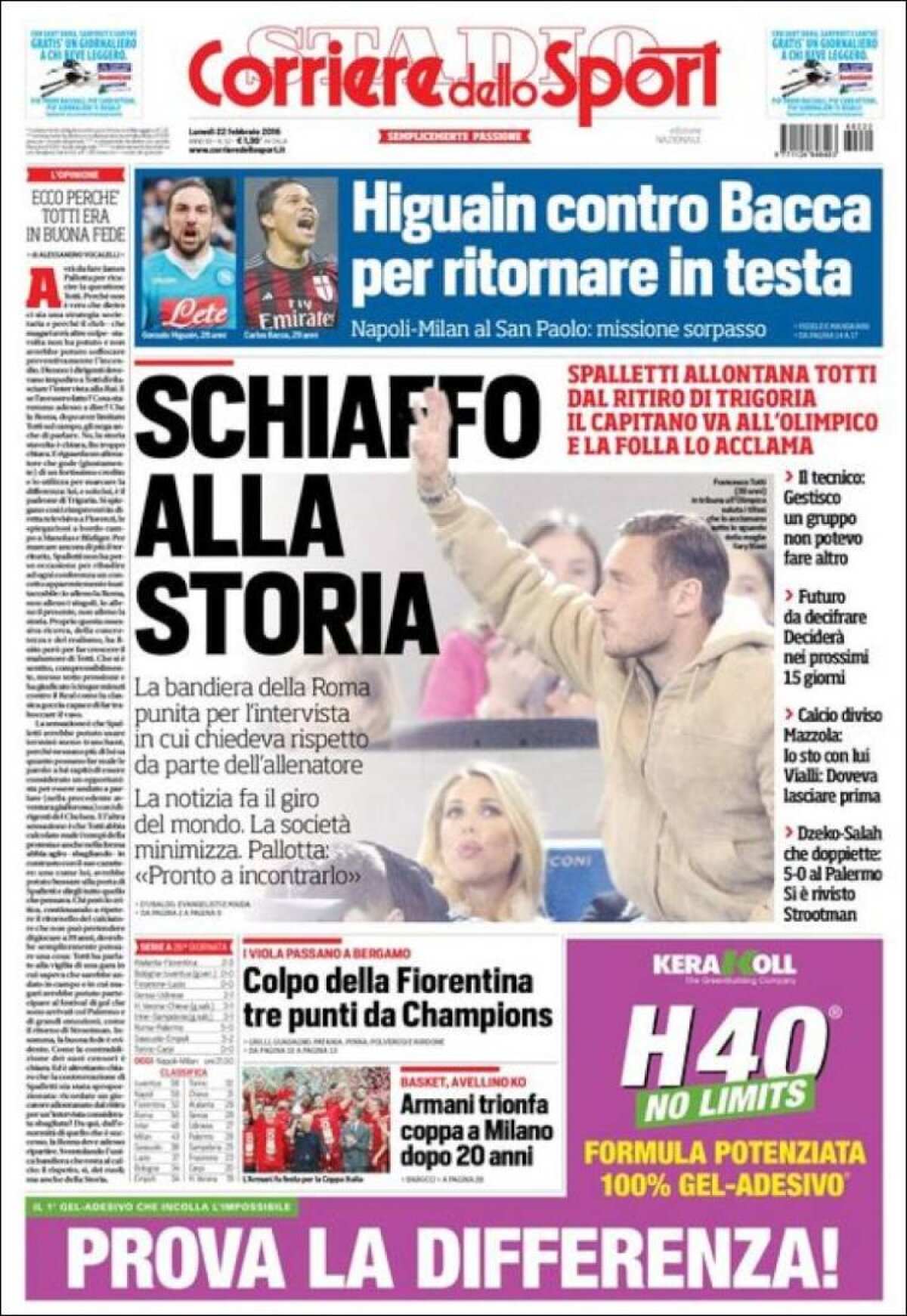 Ce scriu azi ziarele de sport din lume (22 februarie 2016)