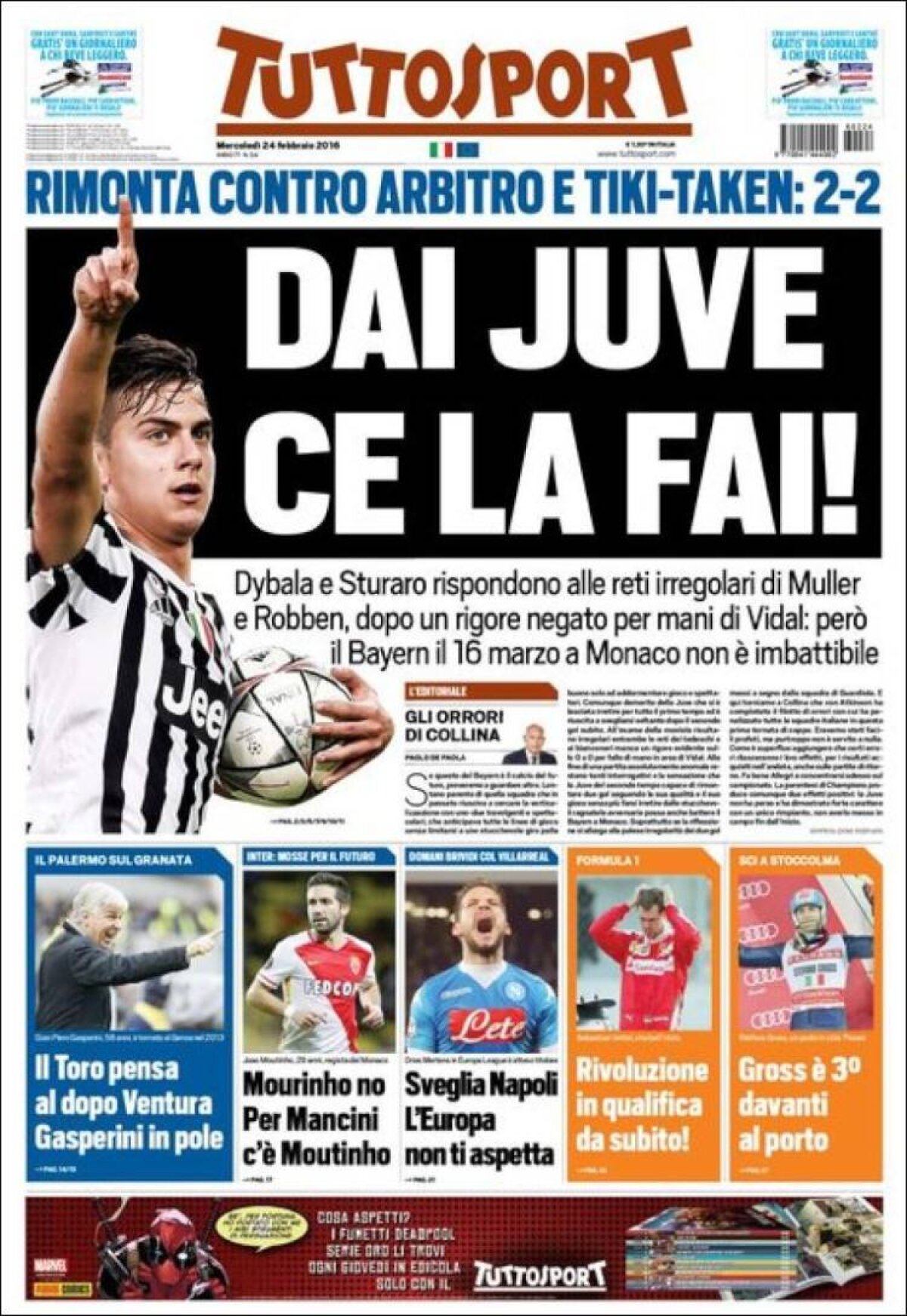 Ce scriu azi ziarele de sport din lume (24 februarie 2016)