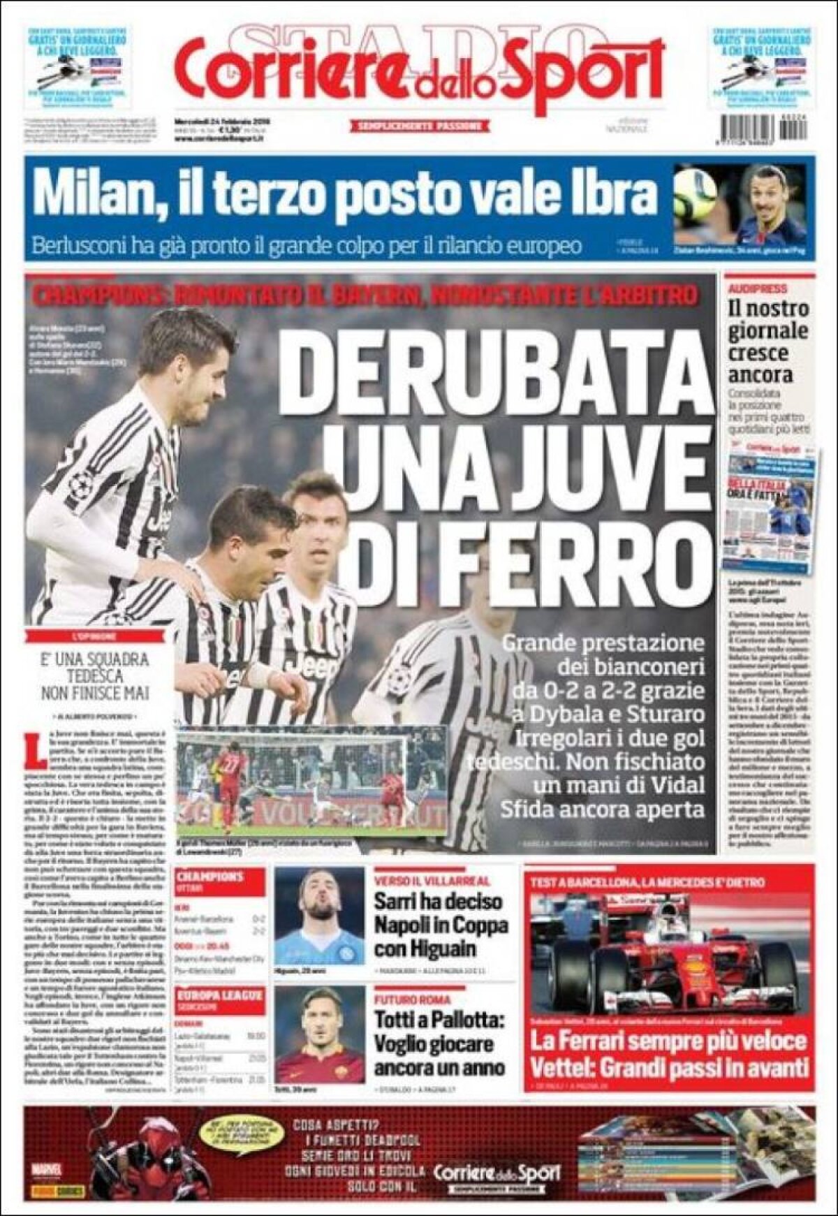 Ce scriu azi ziarele de sport din lume (24 februarie 2016)