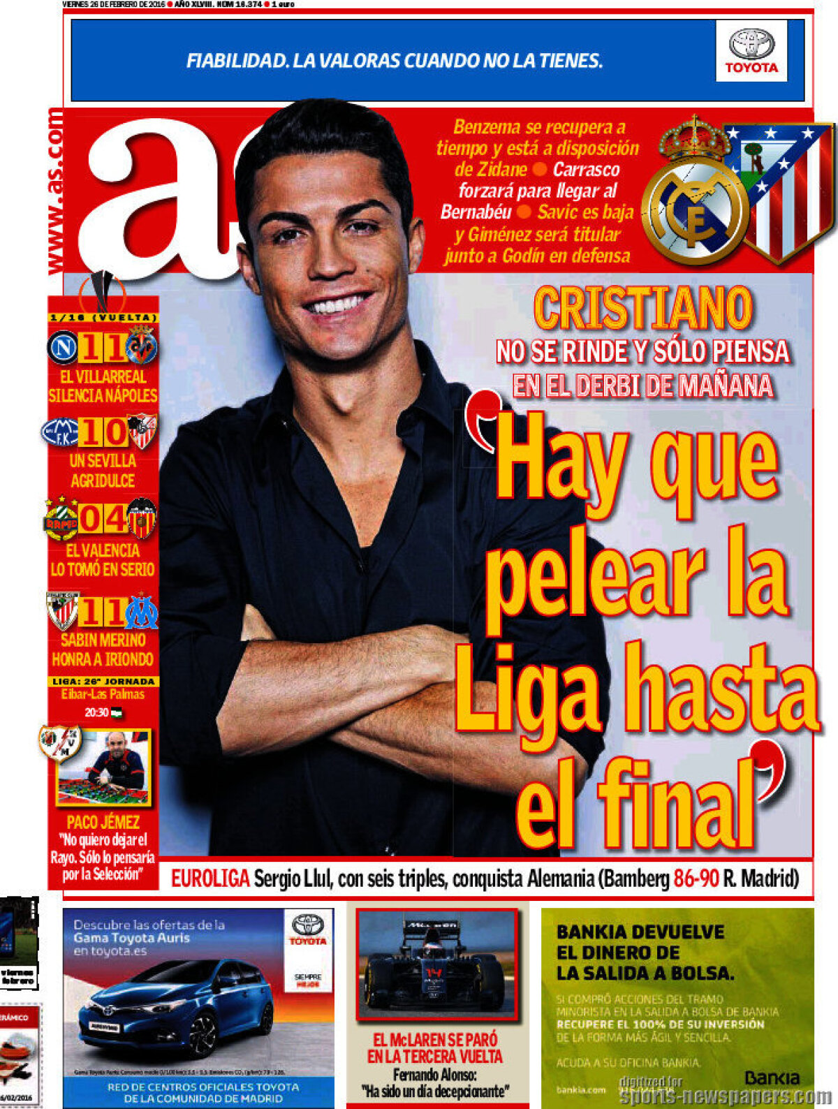 Ce scriu azi ziarele de sport din lume (26 februarie 2016)