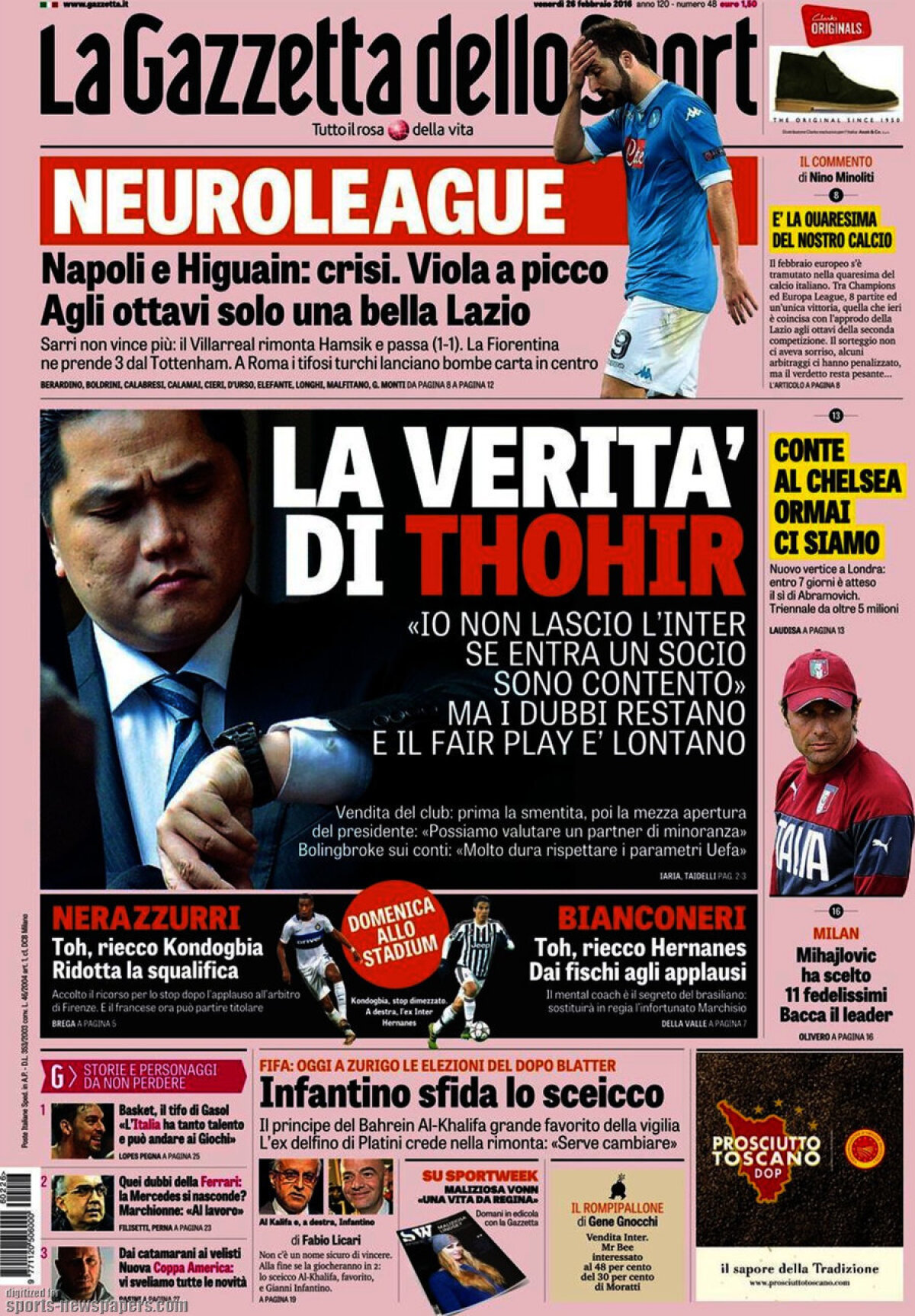 Ce scriu azi ziarele de sport din lume (26 februarie 2016)