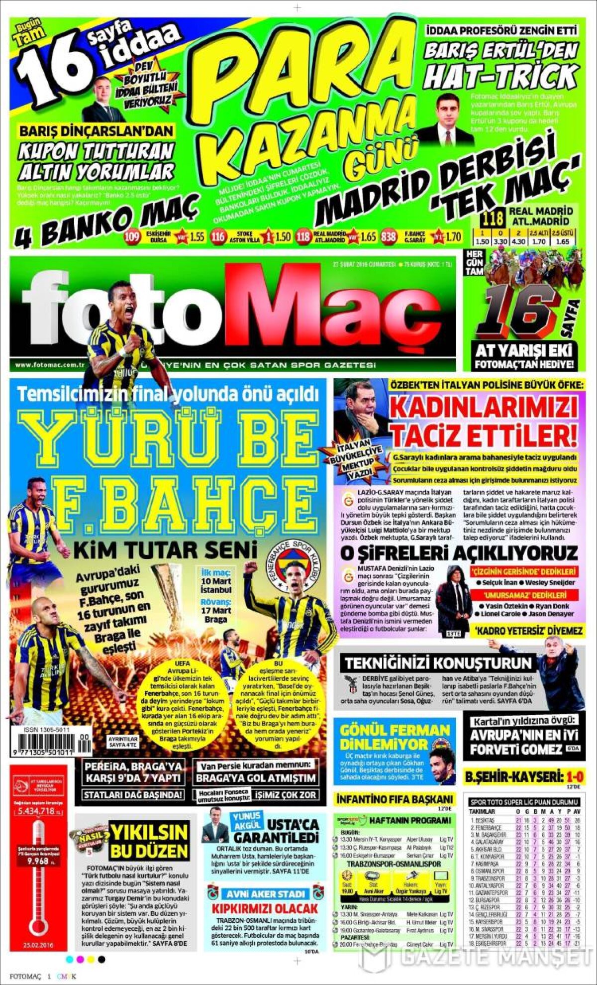 Ce scriu azi ziarele de sport din lume (27 februarie 2016)