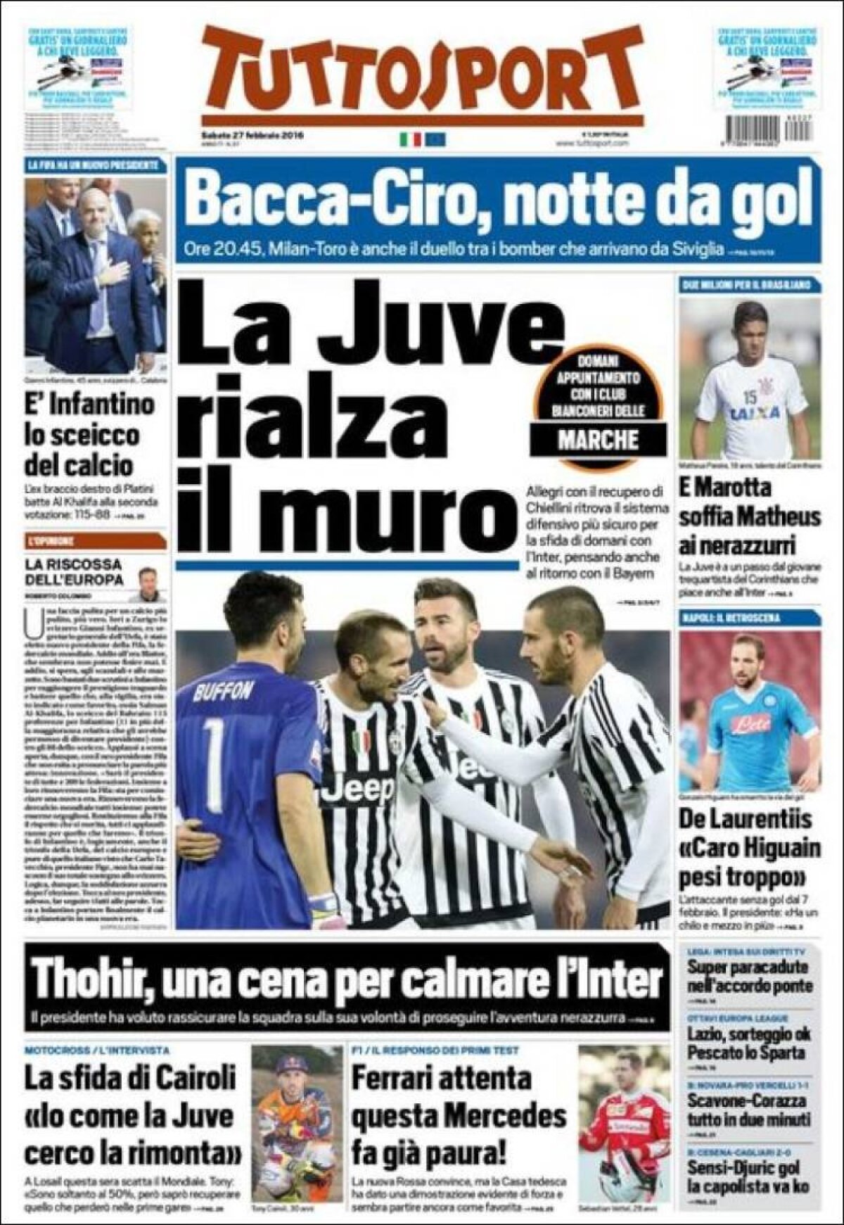 Ce scriu azi ziarele de sport din lume (27 februarie 2016)