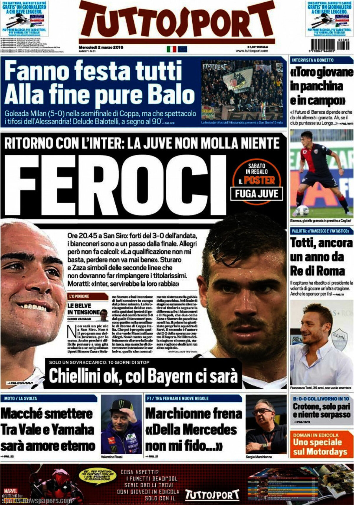 Ce scriu azi ziarele de sport din lume (2 martie 2016)