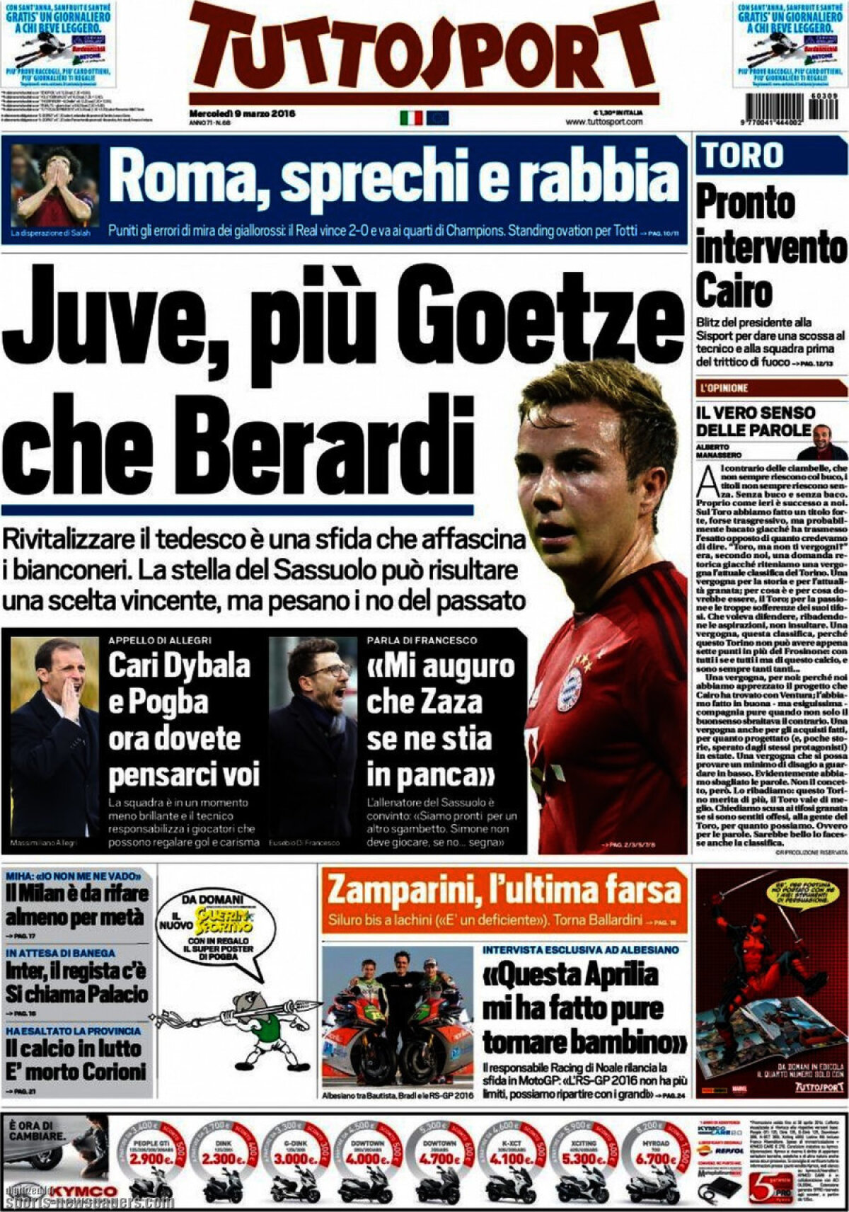 Ce scriu azi ziarele de sport din lume (9 martie 2016)