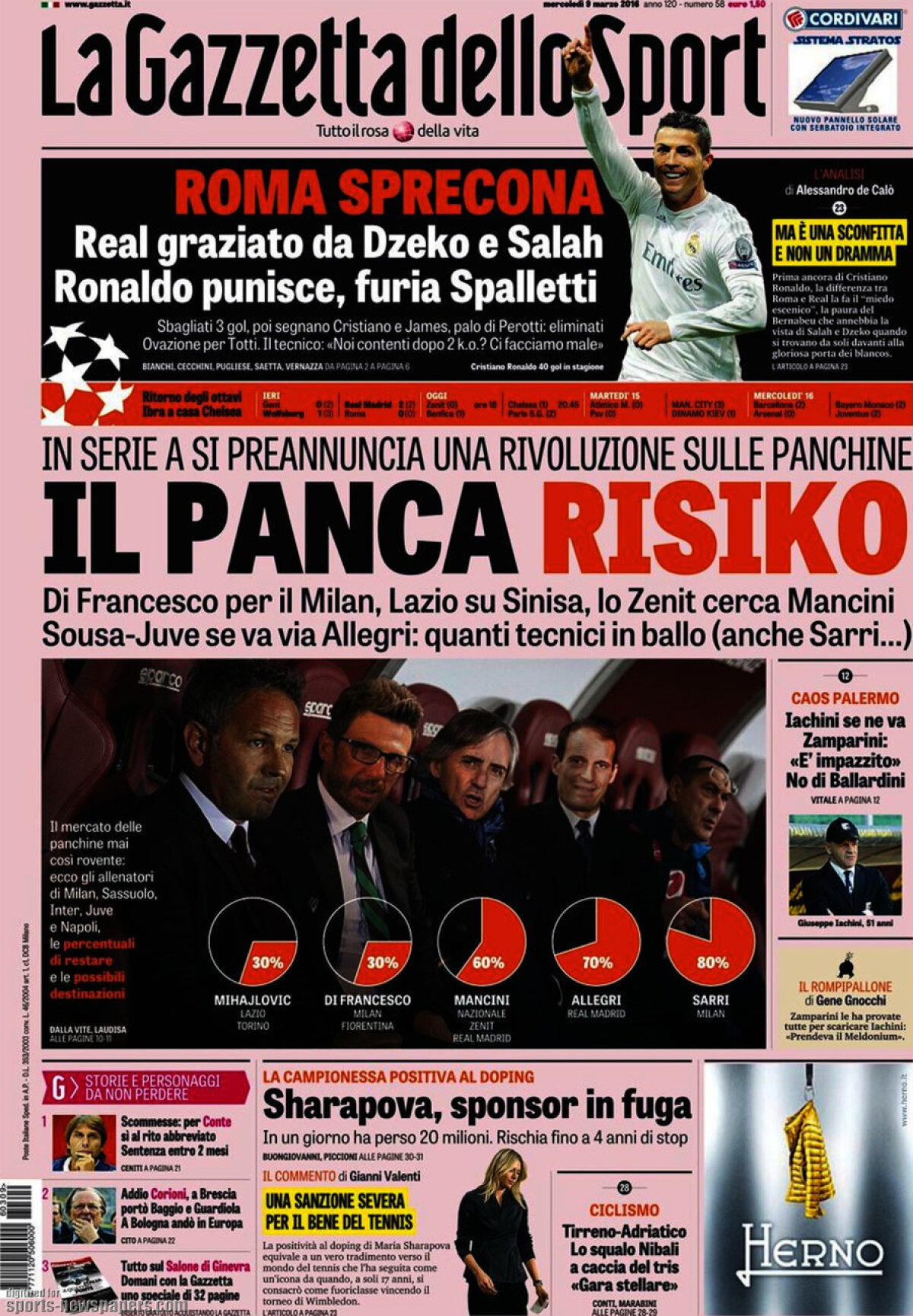 Ce scriu azi ziarele de sport din lume (9 martie 2016)