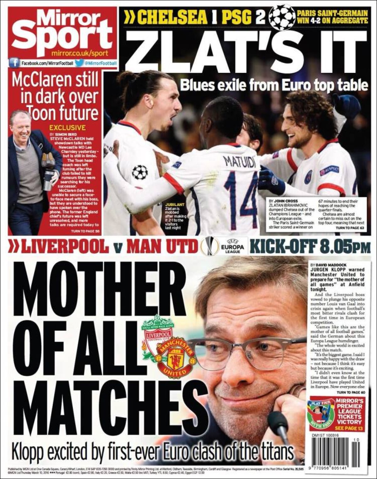 Ce scriu azi ziarele de sport din lume (10 martie 2016)