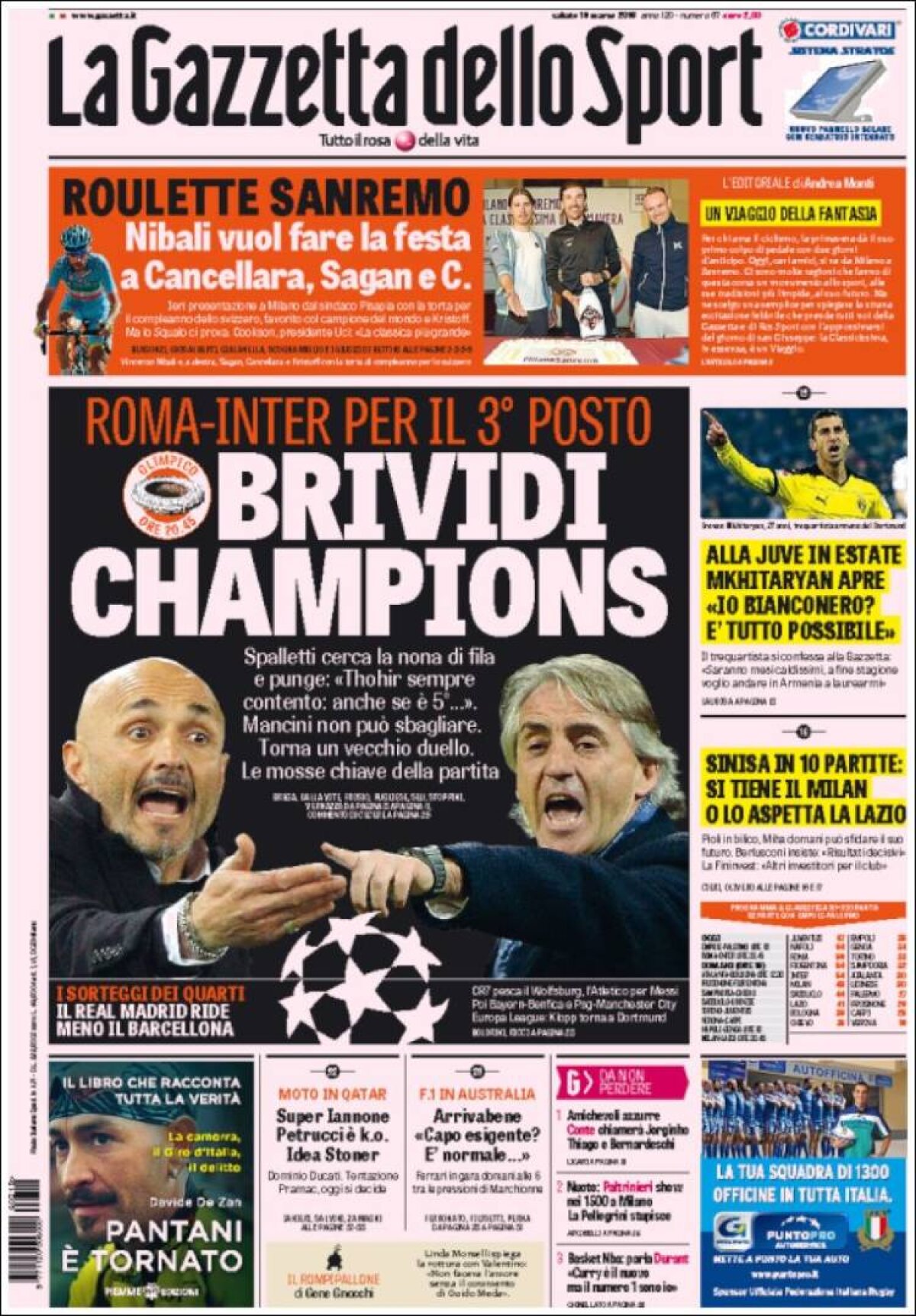 Ce scriu azi ziarele de sport din lume (19 martie 2016)