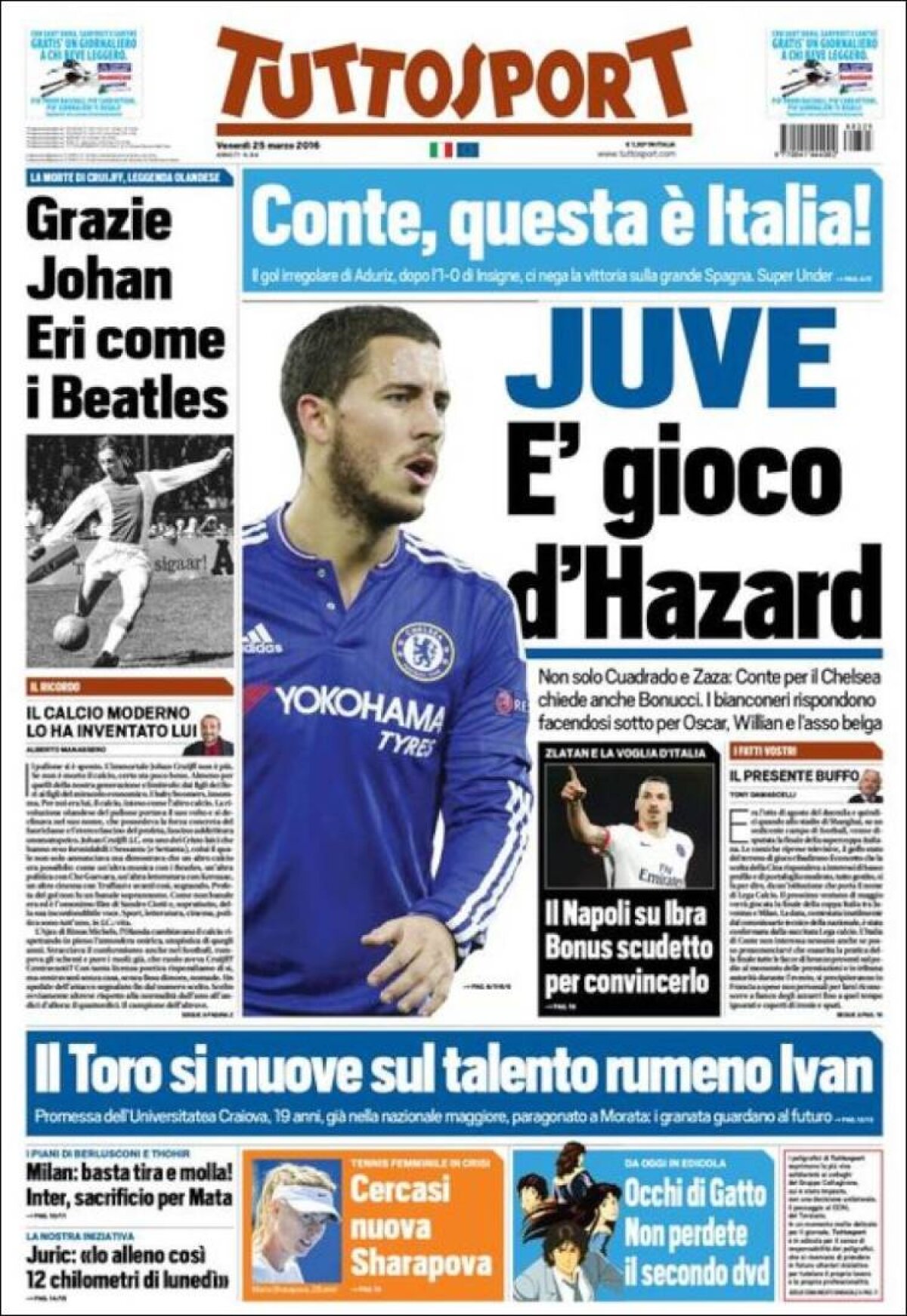 Ce scriu azi ziarele de sport din lume (25 martie 2016)