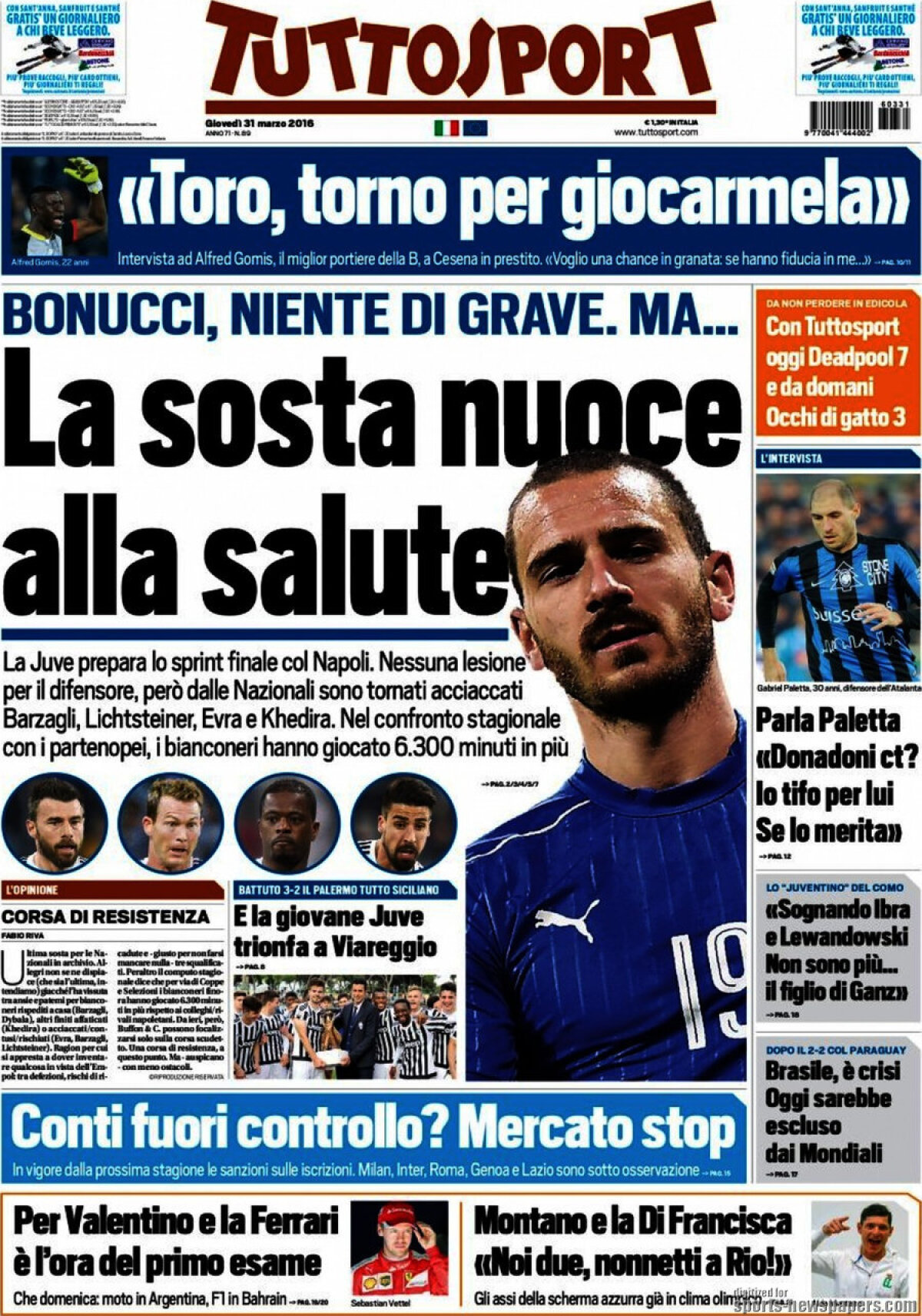 Ce scriu azi ziarele de sport din lume (31 martie 2016)