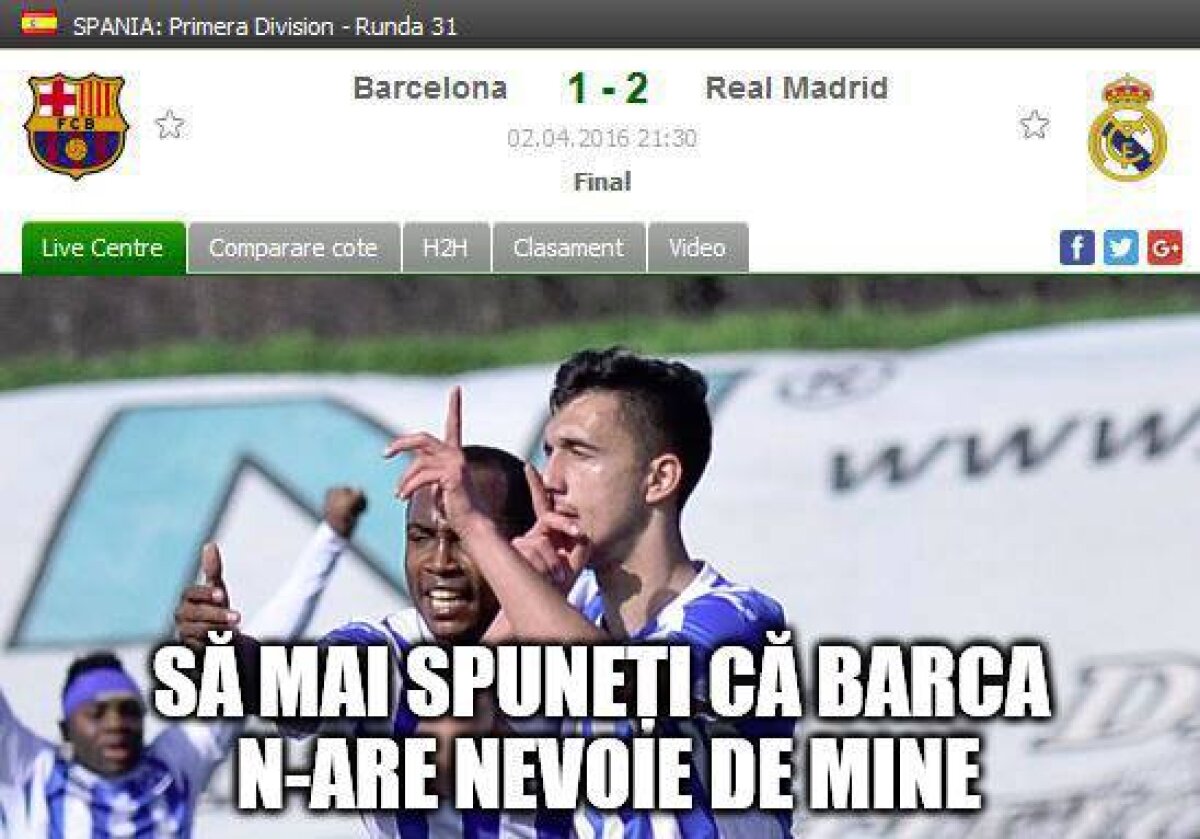 FOTO Cele mai tari meme-uri după El Clasico! Dansul lui Ronaldo, dispariția lui Messi și cum putea face diferența Andrei Ivan :D