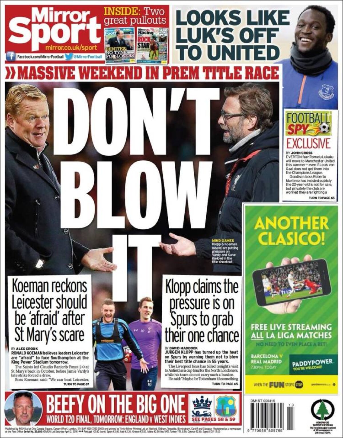 Ce scriu azi ziarele de sport din lume (4 aprilie 2016)