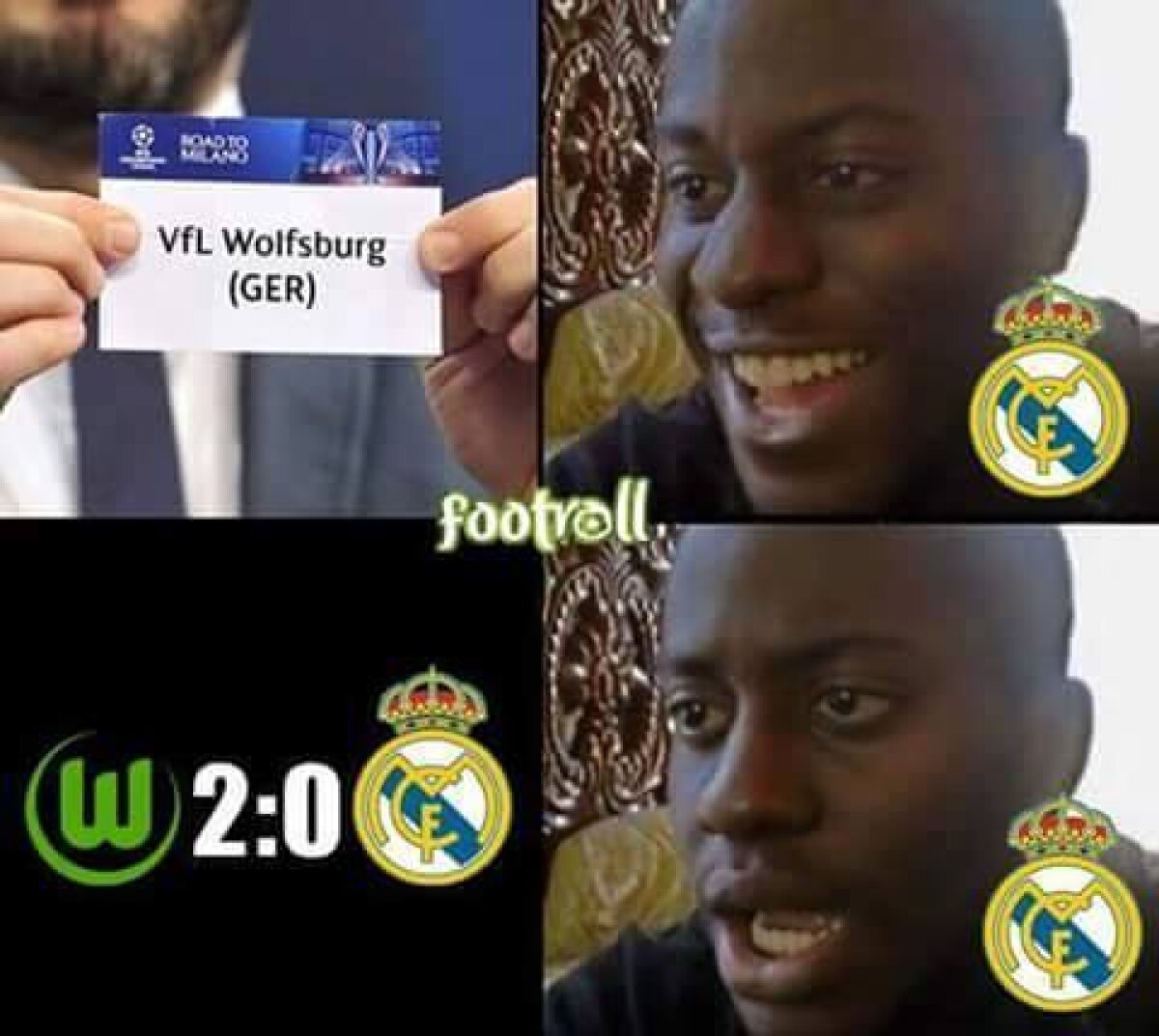 FOTO + VIDEO Peste 30 de glume pe rețelele de socializare după Wolfsburg - Real Madrid 2-0