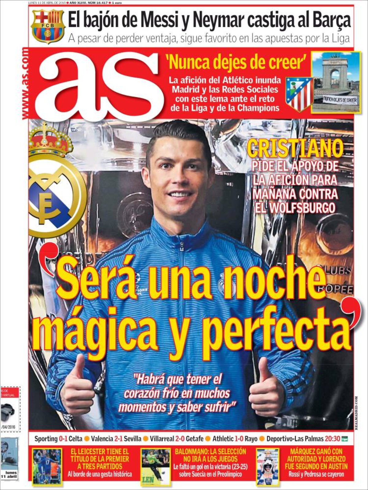 Ce scriu azi ziarele de sport din lume (11 aprilie 2016)