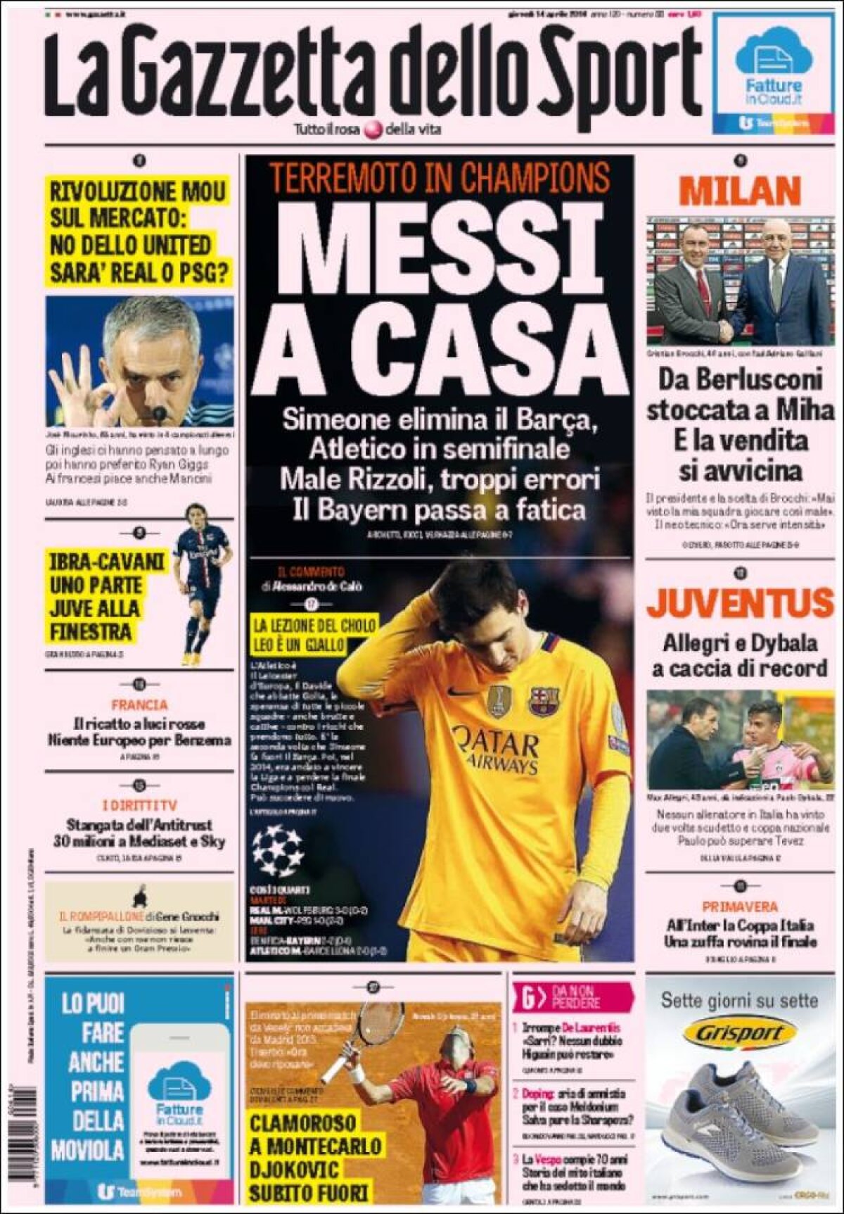 Ce scriu azi ziarele de sport din lume (14 aprilie 2016)