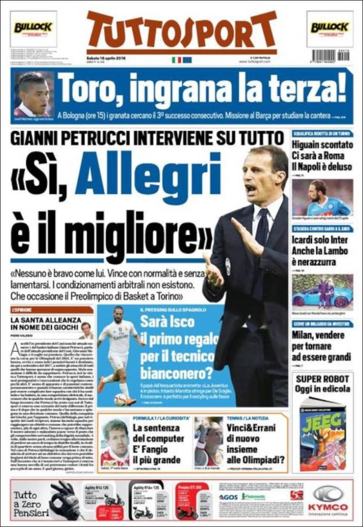 Ce scriu azi ziarele de sport din lume (16 aprilie 2016)