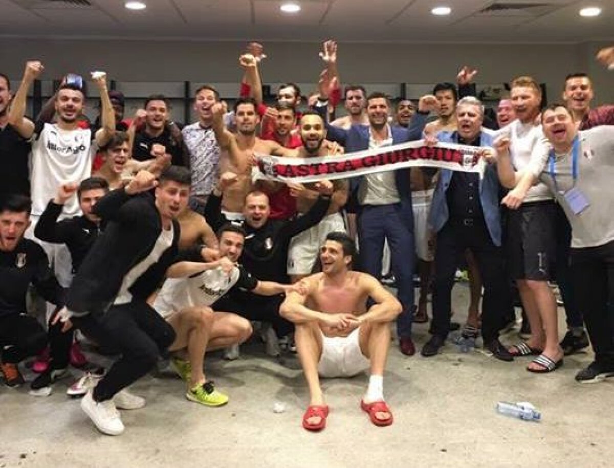 VIDEO+FOTO Nebunie după fluierul final! Cum s-au bucurat giurgiuvenii după victoria cu Steaua: Șumudică a pupat tricoul Rapidului!