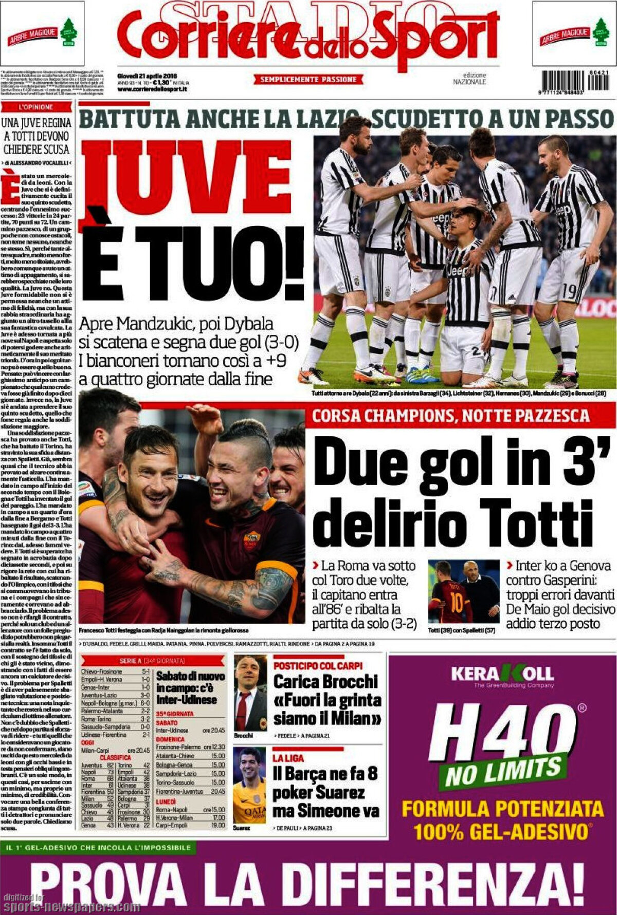 Ce scriu azi ziarele de sport din lume (21 aprilie 2016)