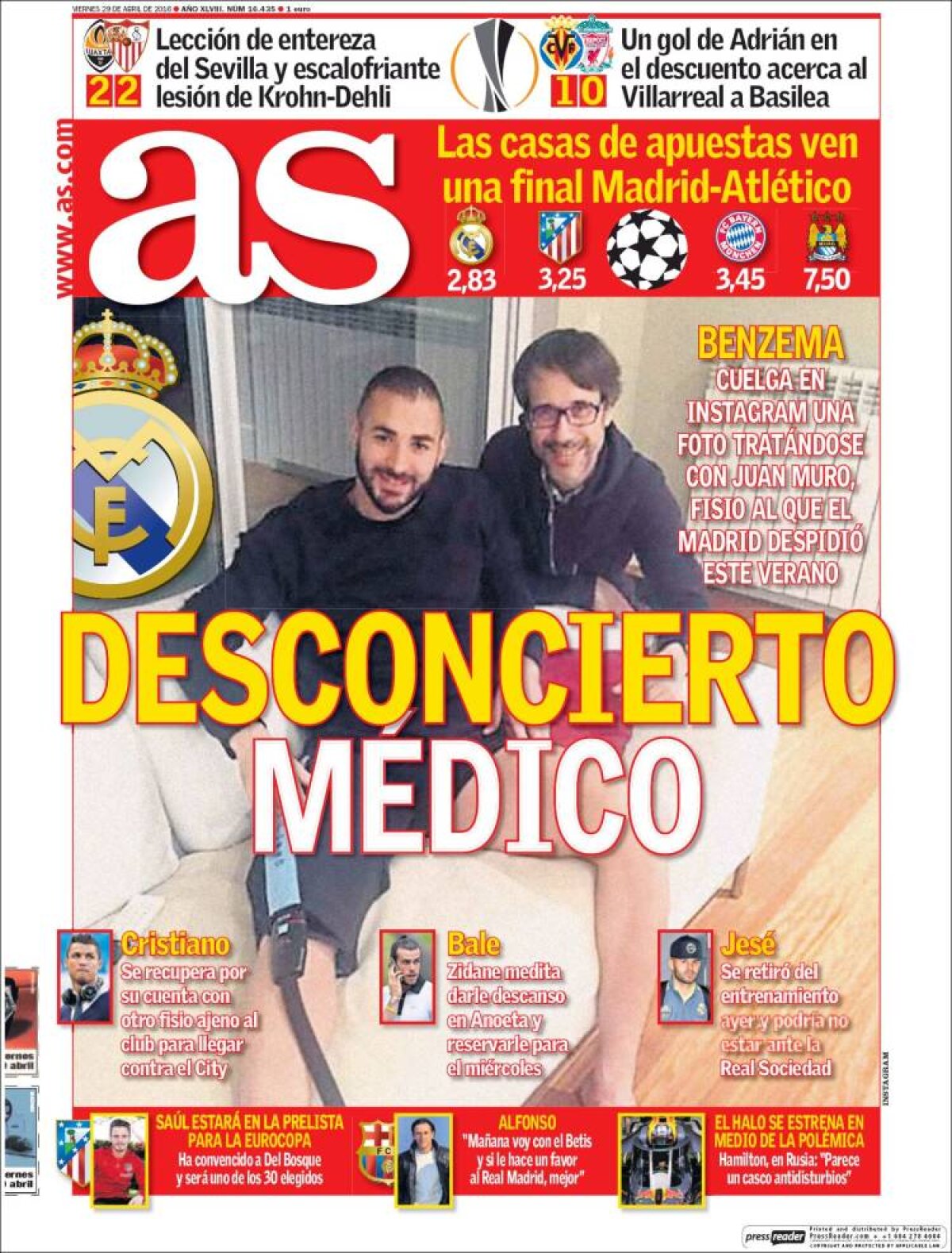 Ce scriu azi ziarele de sport din lume (29 aprilie 2016)