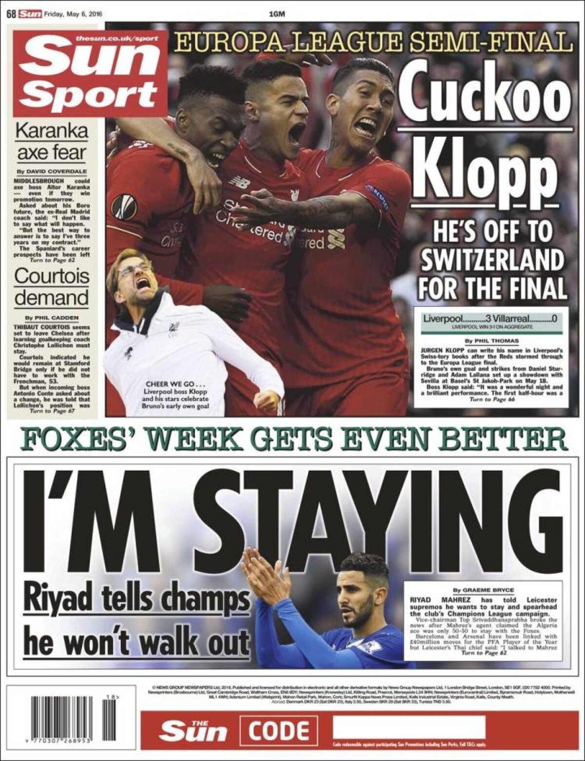 Ce scriu azi ziarele de sport din lume (6 mai 2016)