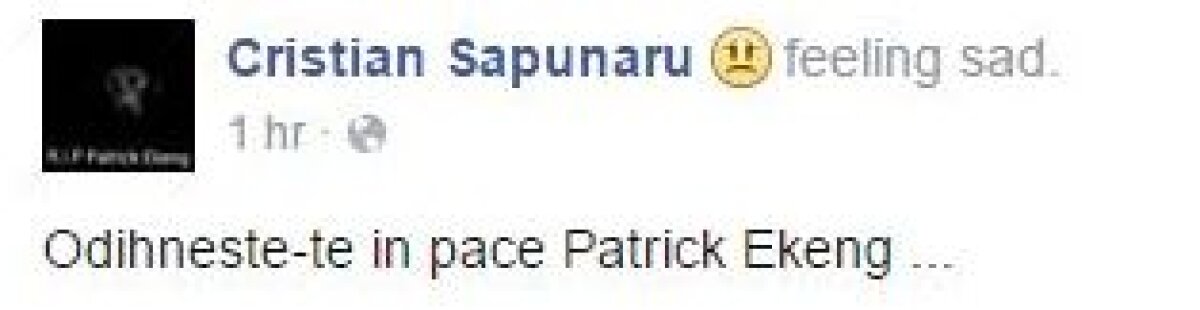 Reacții din fotbalul românesc și cel internațional » Cafu, Eto'o și Martial deplâng moartea lui Ekeng