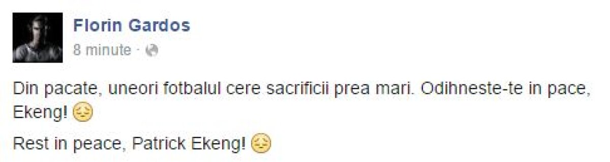 Reacții din fotbalul românesc și cel internațional » Cafu, Eto'o și Martial deplâng moartea lui Ekeng