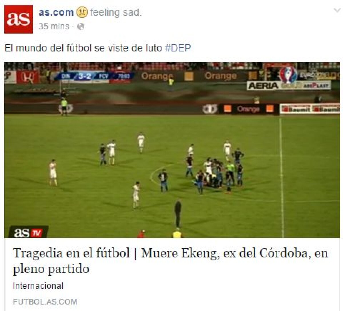 Reacții din fotbalul românesc și cel internațional » Cafu, Eto'o și Martial deplâng moartea lui Ekeng