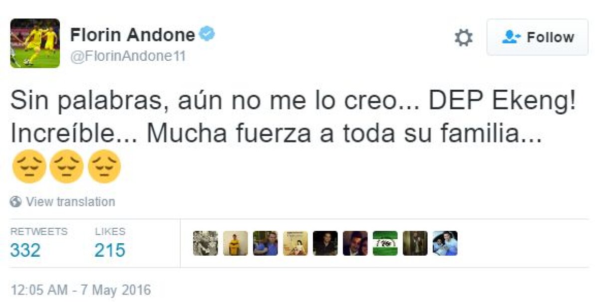 Reacții din fotbalul românesc și cel internațional » Cafu, Eto'o și Martial deplâng moartea lui Ekeng