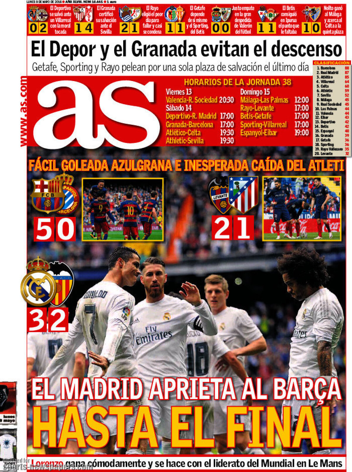 Ce scriu azi ziarele de sport din lume (9 mai 2016)