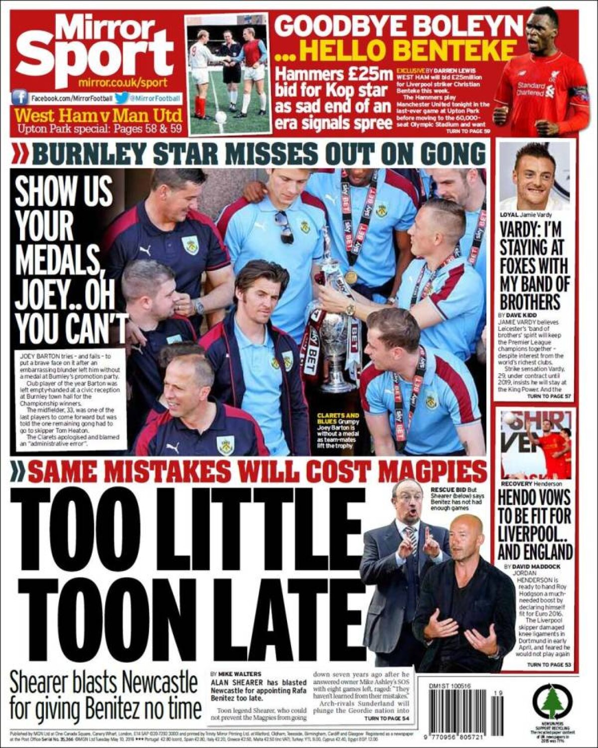 Ce scriu azi ziarele de sport din lume (10 mai 2016)