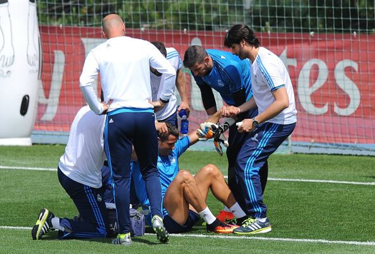 FOTO Alertă la Real Madrid » Cristiano Ronaldo a părăsit accidentat antrenamentul de azi! Prima reacție a portughezului