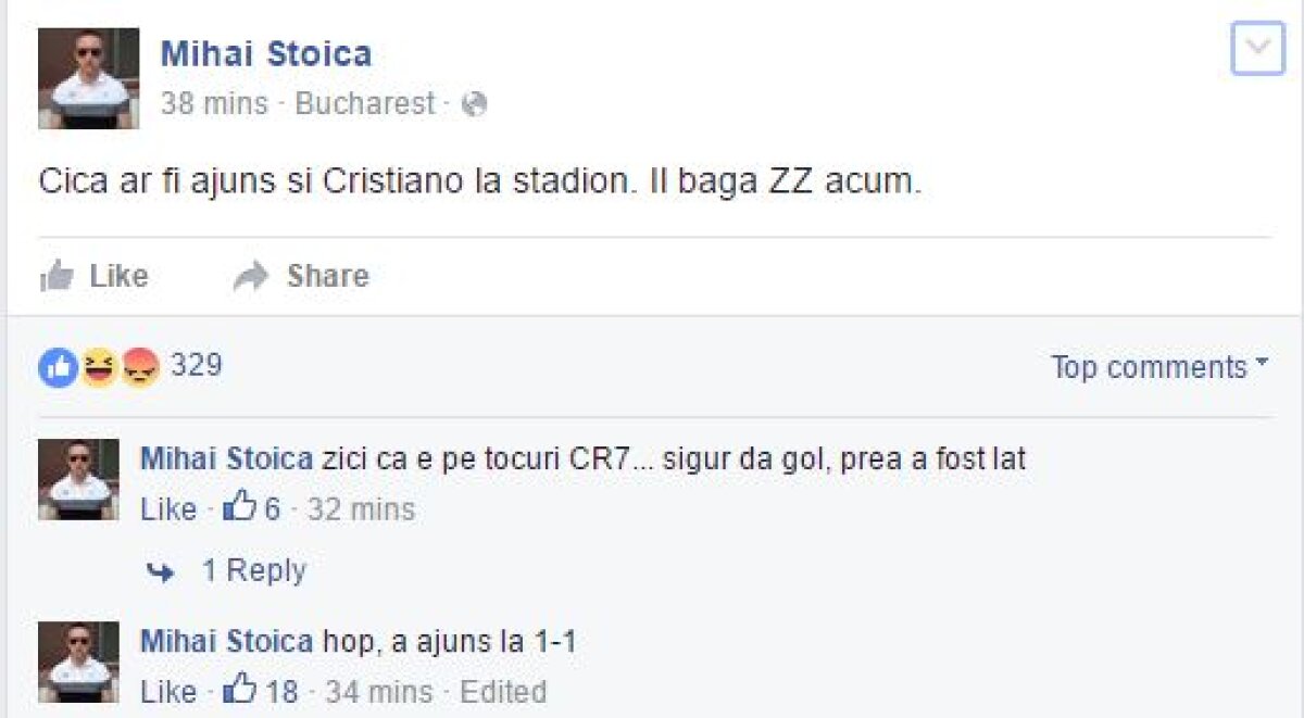 Mihai Stoica a trăit din plin finala UEFA Champions League: glume, ironii și comentarii la foc automat :)