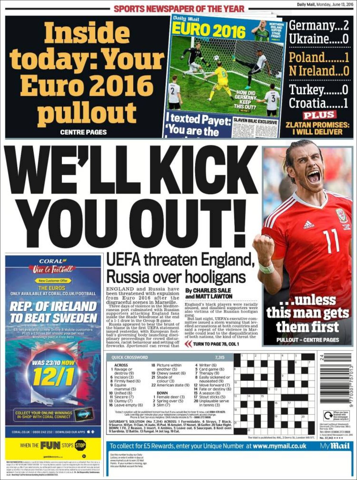 Ce scriu azi ziarele de sport din lume (13 iunie 2016)