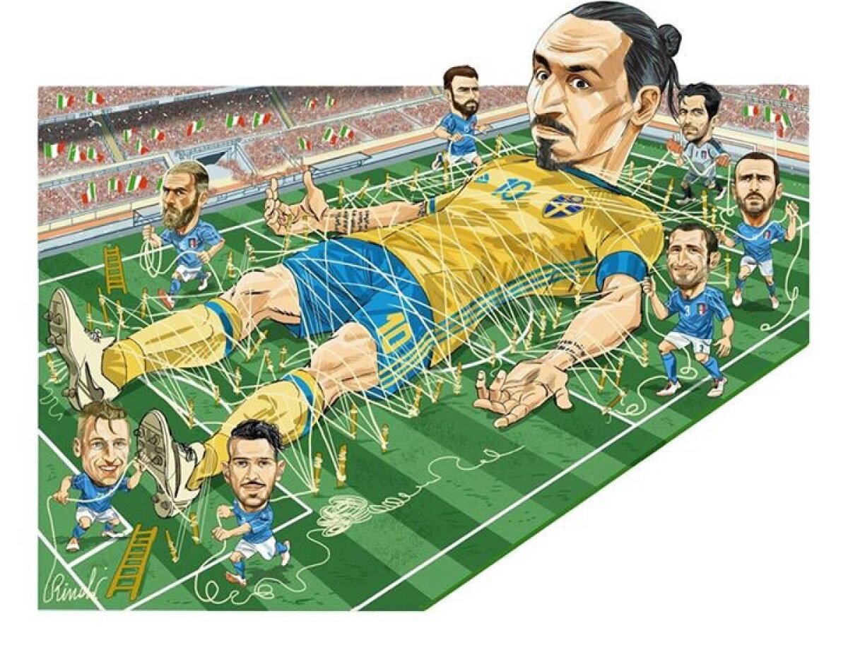  Să râdem cu Zlatan! Ziarele italiene s-au întrecut la caricaturi care-l au în centru pe atacantul suedez