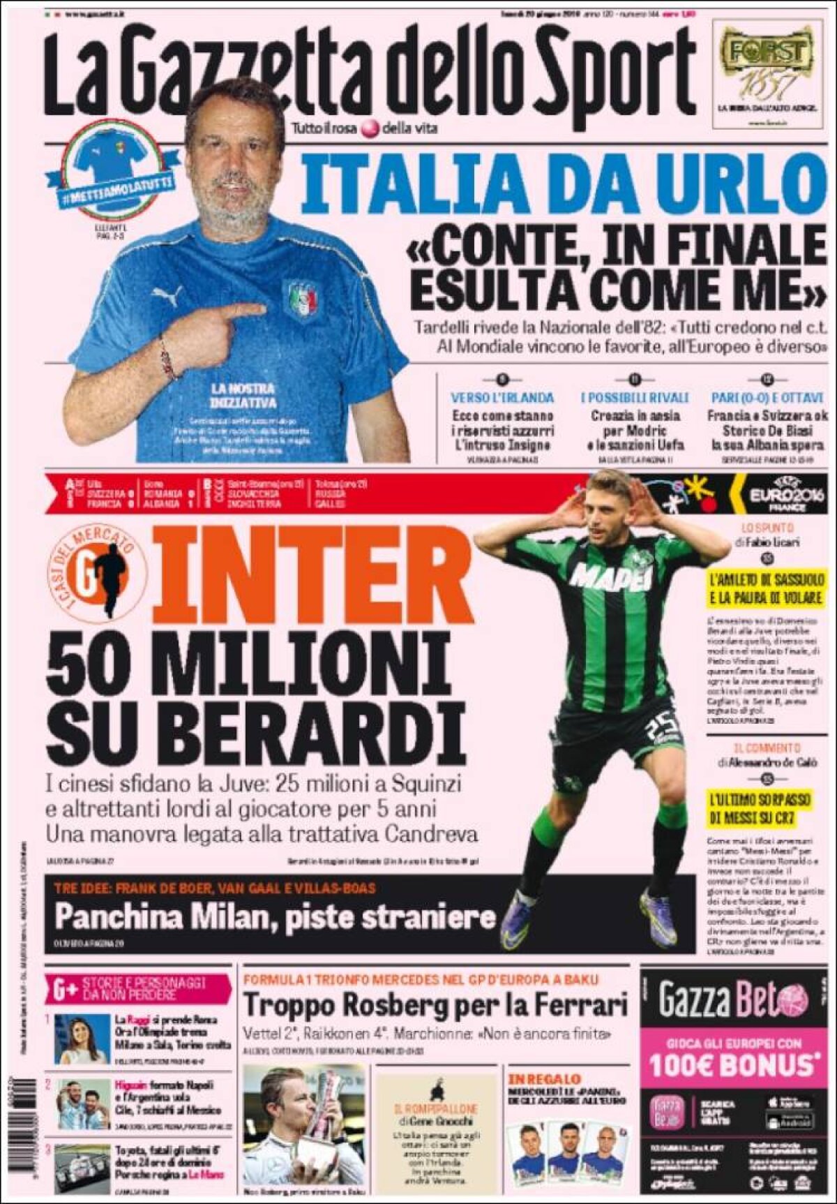 Ce scriu azi ziarele de sport din lume (20 iunie 2016)