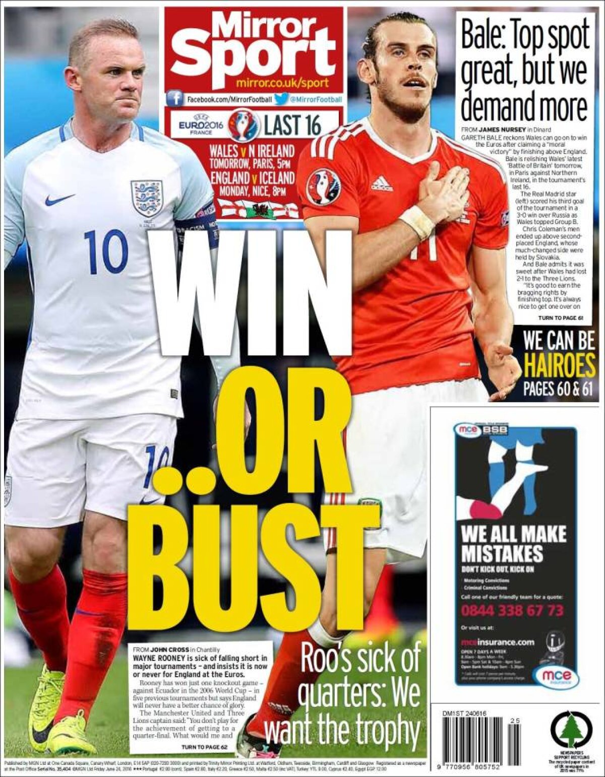 Ce scriu azi ziarele de sport din lume (24 iunie 2016)