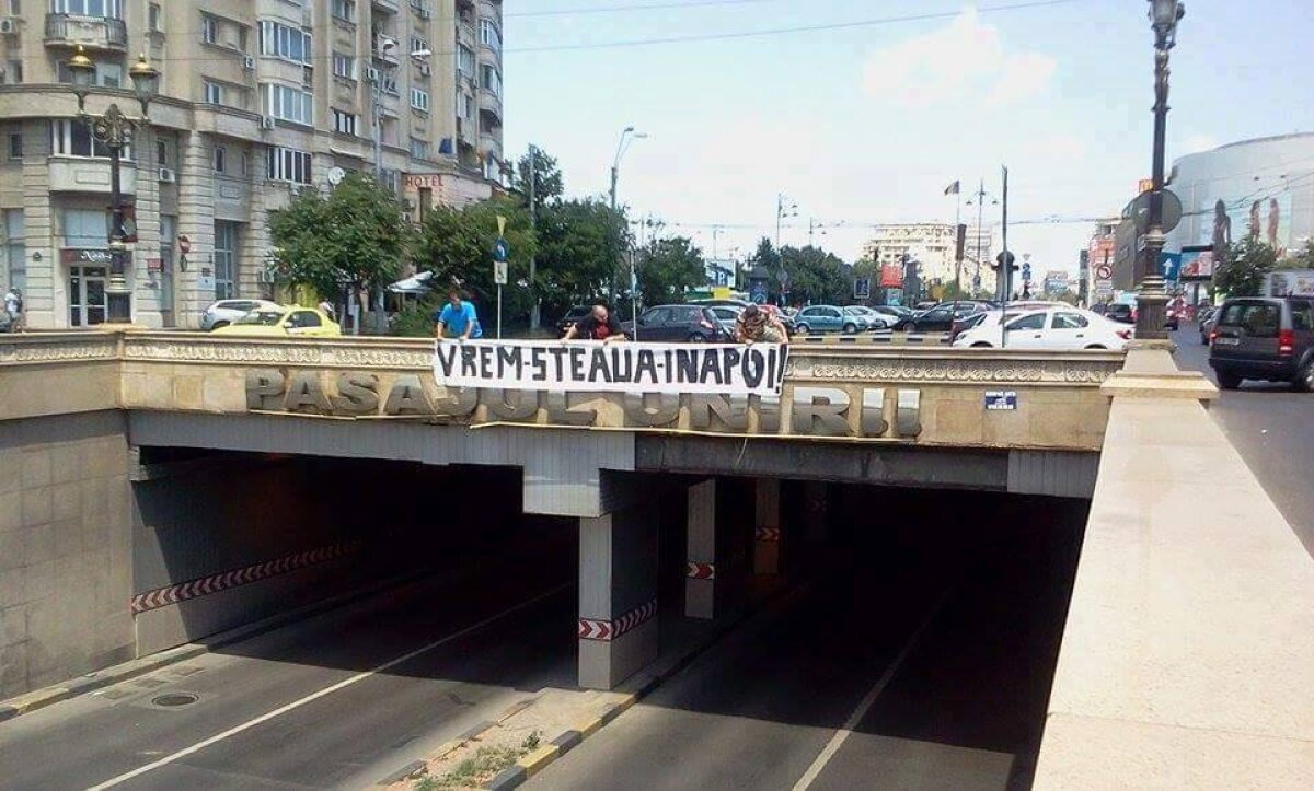 GALERIE FOTO Protest al fanilor Stelei » Suporterii roș-albaștrilor au împânzit Bucureștiul cu mesaje 