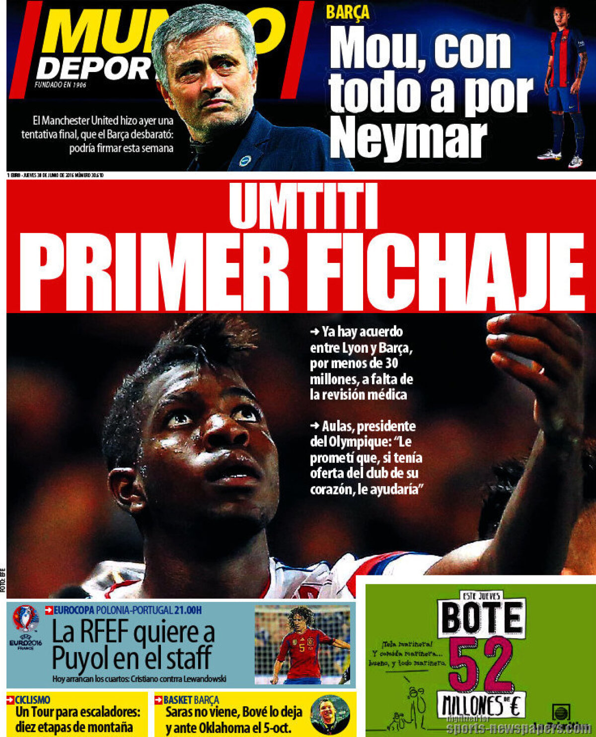 Ce scriu azi ziarele de sport din lume (30 iunie 2016)