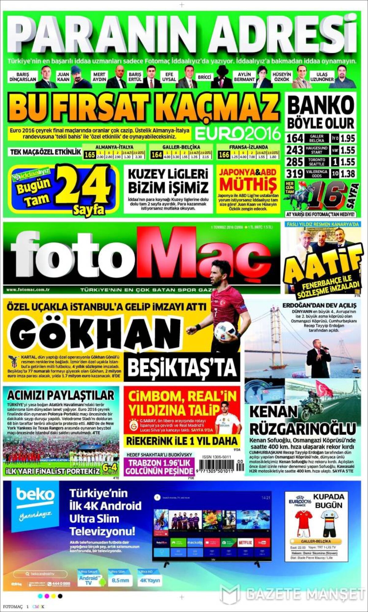 Ce scriu azi ziarele de sport din lume (1 iulie 2016)