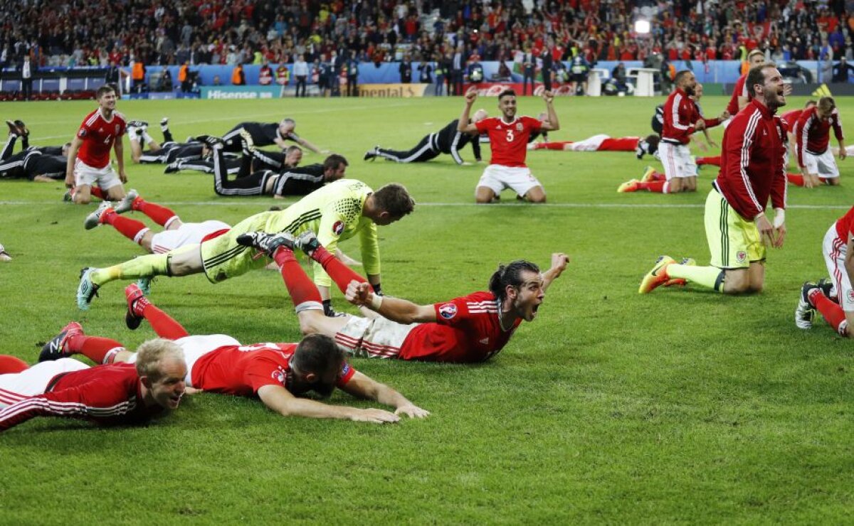 GALERIE FOTO Imagini fabuloase! Ce s-a întâmplat după calificarea Țării Galilor în semifinalele EURO